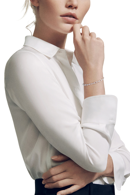18K WG Diamond Stax Chain Link Bracelet:White Gold:S